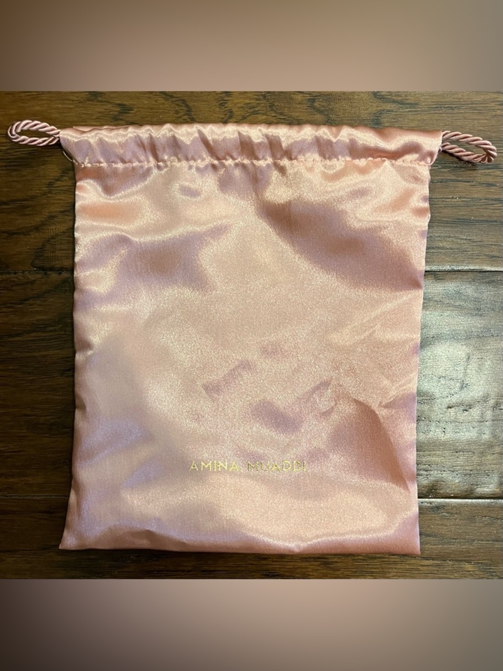 Amina Muaddi Blush Pink Satin Drawstring Dust Bag 9.25” X 7.50”